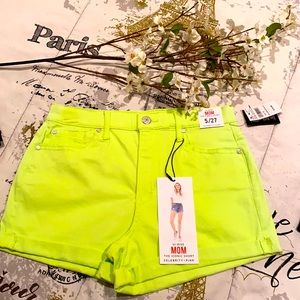 Neon Yellow High Rise Shorts